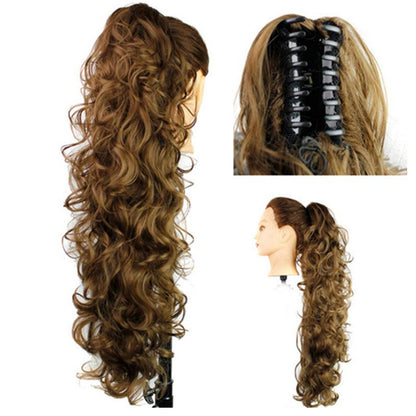 Curly wavy synthetic hair ponytails with claw clip by Blue Charlie, clip-in style for women, suitable for home and garden use.