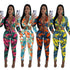 Plus size XXXL Blue Charlie floral print summer jumpsuit for women, stylish and comfortable for warm weather.