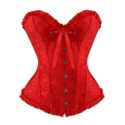 Plus size black steampunk corset for women by Jade, featuring lace-up design and boned structure for gothic fashion style.
