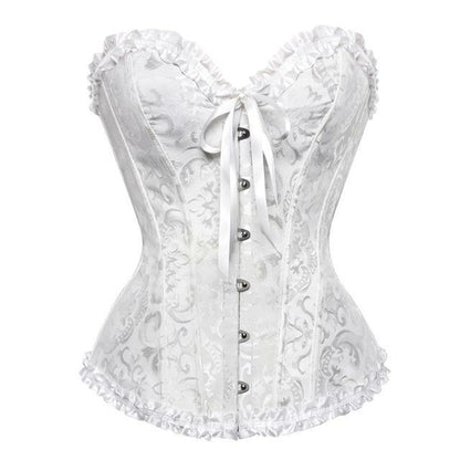 Plus size steampunk corset for women by Jade, featuring lace-up boning and gothic style, suitable for gothic and alternative fashion.
