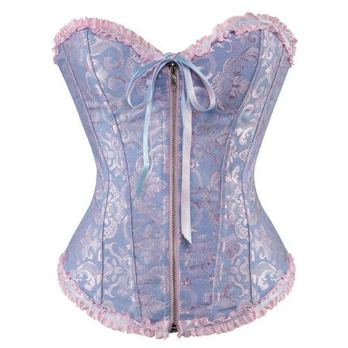 Plus size black lace-up steampunk corset for women by Jade, featuring boned design and gothic style.