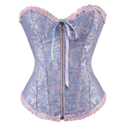 Plus size black lace-up steampunk corset for women by Jade, featuring boned design and gothic style.