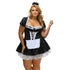Blue Charlie French Maid costume for Halloween cosplay, featuring a classic black and white maid dress with apron and lace accents.