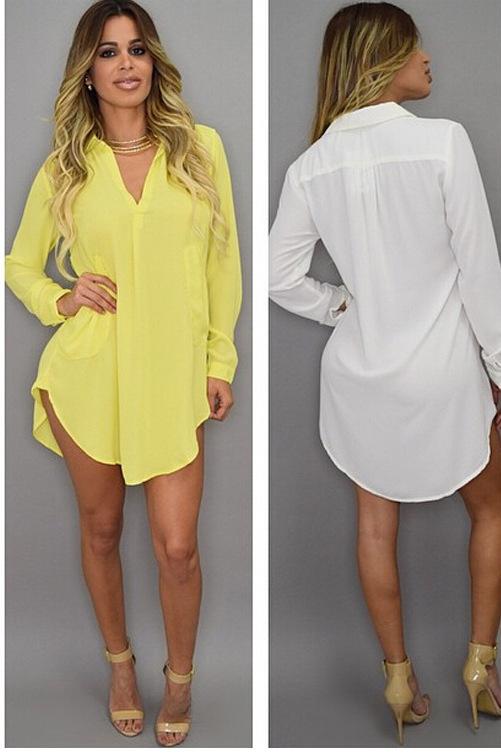 White chiffon summer V-neck mini beach dress for women by Jade, loose and casual with short sleeves and a breezy fit.