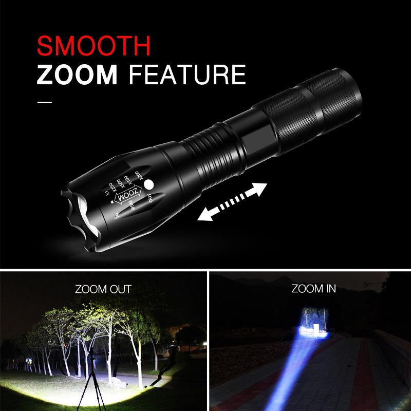 Jade 8000 LM LED flashlight with T6 bulb, ultra-bright camping torch, five-switch handheld equipment and outdoor lighting tool