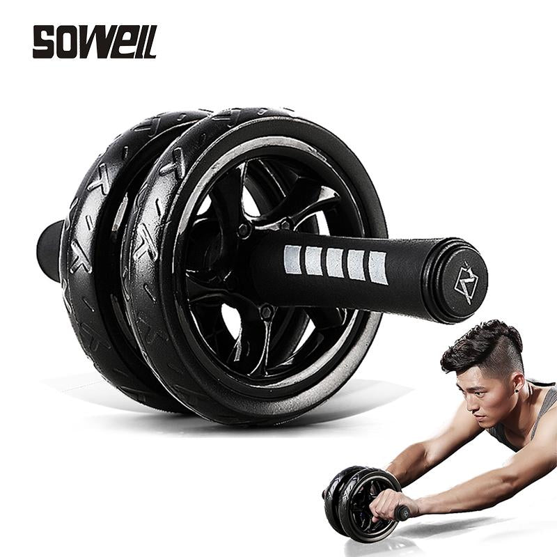 Blue Charlie Sowell Muscle Exercise Equipment double wheel for home fitness, compact design for effective muscle workout at home.