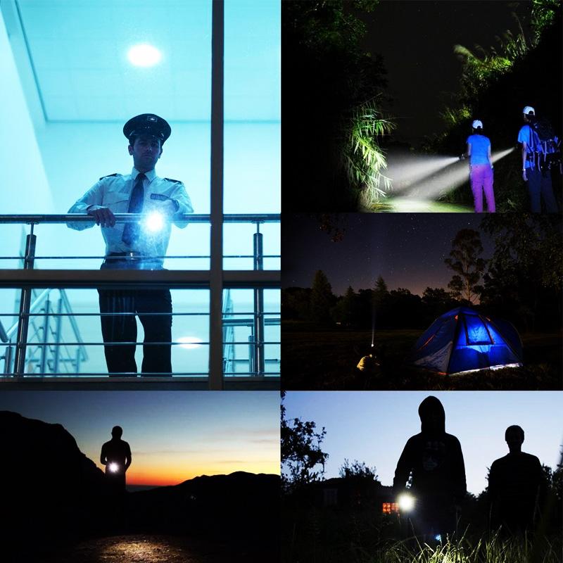 Jade 8000 LM LED flashlight with T6 bulb, ultra-bright camping torch, five-switch equipment and accessories for outdoor use