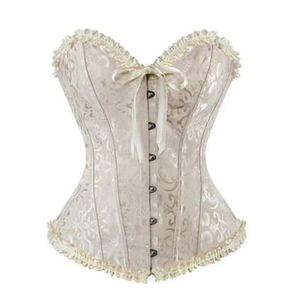 Plus size steampunk gothic corset for women by Jade, featuring lace-up design and boned structure for a stylish, edgy look.