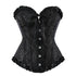 Plus size black steampunk gothic corset with lace-up design and boning, designed for women by Jade.