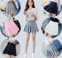 Blue Charlie summer pleated skirt, Japanese school uniform style, lightweight fabric with neat pleats, ideal for casual or school wear