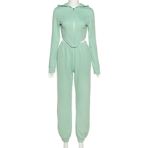 Blue Charlie women’s casual workout two-piece set with long sleeves, perfect for autumn activewear and home fitness.