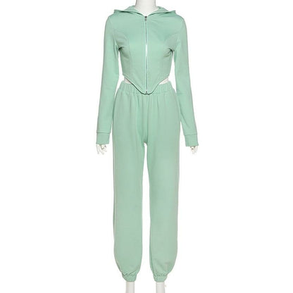 Blue Charlie women’s casual workout two-piece set with long sleeves, perfect for autumn activewear and home fitness.