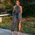 Blue Charlie net mesh one-piece romper for women, high waist sheer bodysuit with sexy design, ideal for stylish home and casual wear