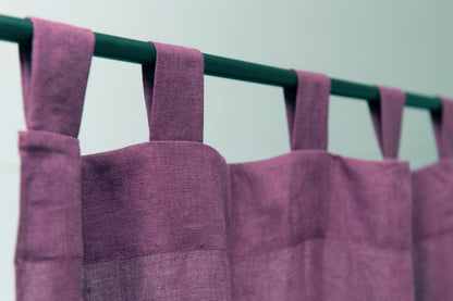 Dark plum linen curtain with tab top design from Magenta Sugarplum, showcasing elegant home decor for window treatments.