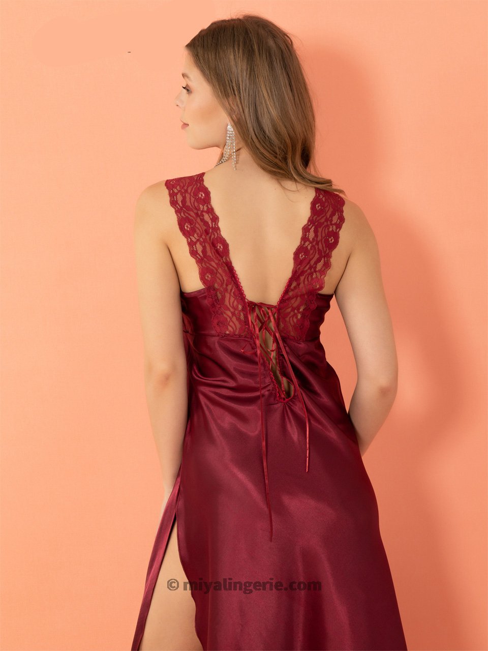 Red high slit nightie from Harlequin Icarus, women&