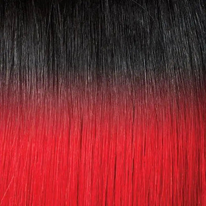 Red Moni bold Afro Mohawk wig by Peach Clymene featuring kinky curly and Afro curly hair style.