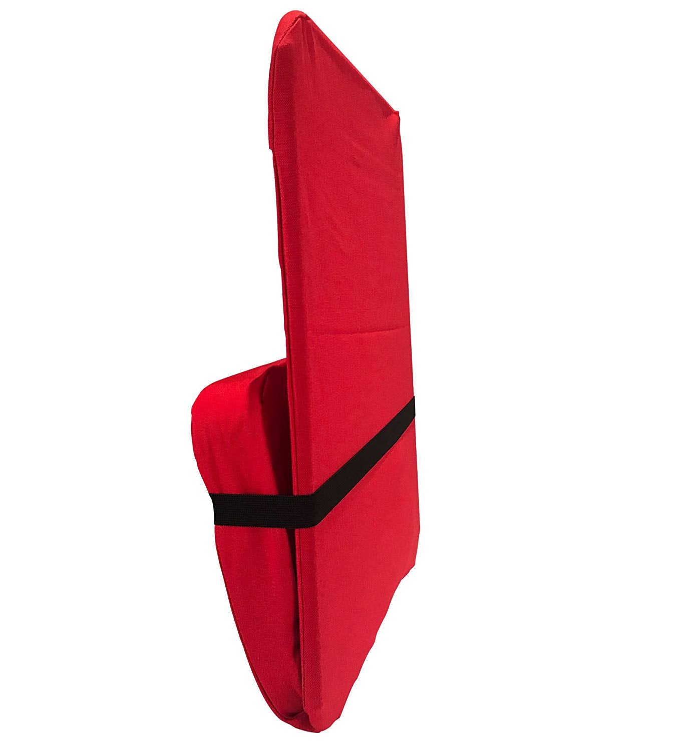 Red Alabaster OMSutra folding meditation chair with portable design, lightweight and comfortable for outdoor meditation sessions.