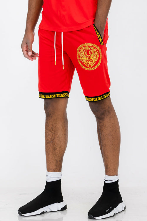 Red Lion Head Shorts from Lime Milo men&