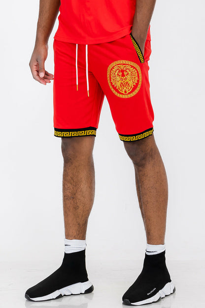 Red Lion Head Shorts from Lime Milo men&