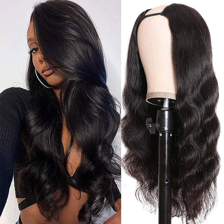 Cerise Alfie Brazilian Remy human hair U part wig with body wave texture for Black women, natural and stylish hair extension.
