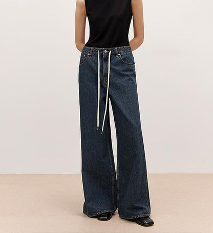 Brown Coeus Retro Blues high waist pleated casual jacket with washed finish, wide-leg style, perfect for a fashionable everyday look.
