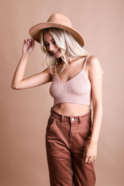 Periwinkle Aether rib knit lounge brami featuring a soft, stretchy fabric, perfect for casual tops and comfortable everyday wear.