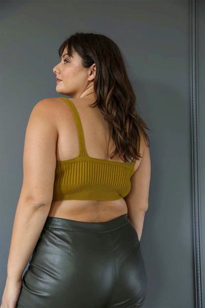 Periwinkle Aether rib knit lounge brami, soft and comfortable top with a fitted design, perfect for casual or lounge wear.