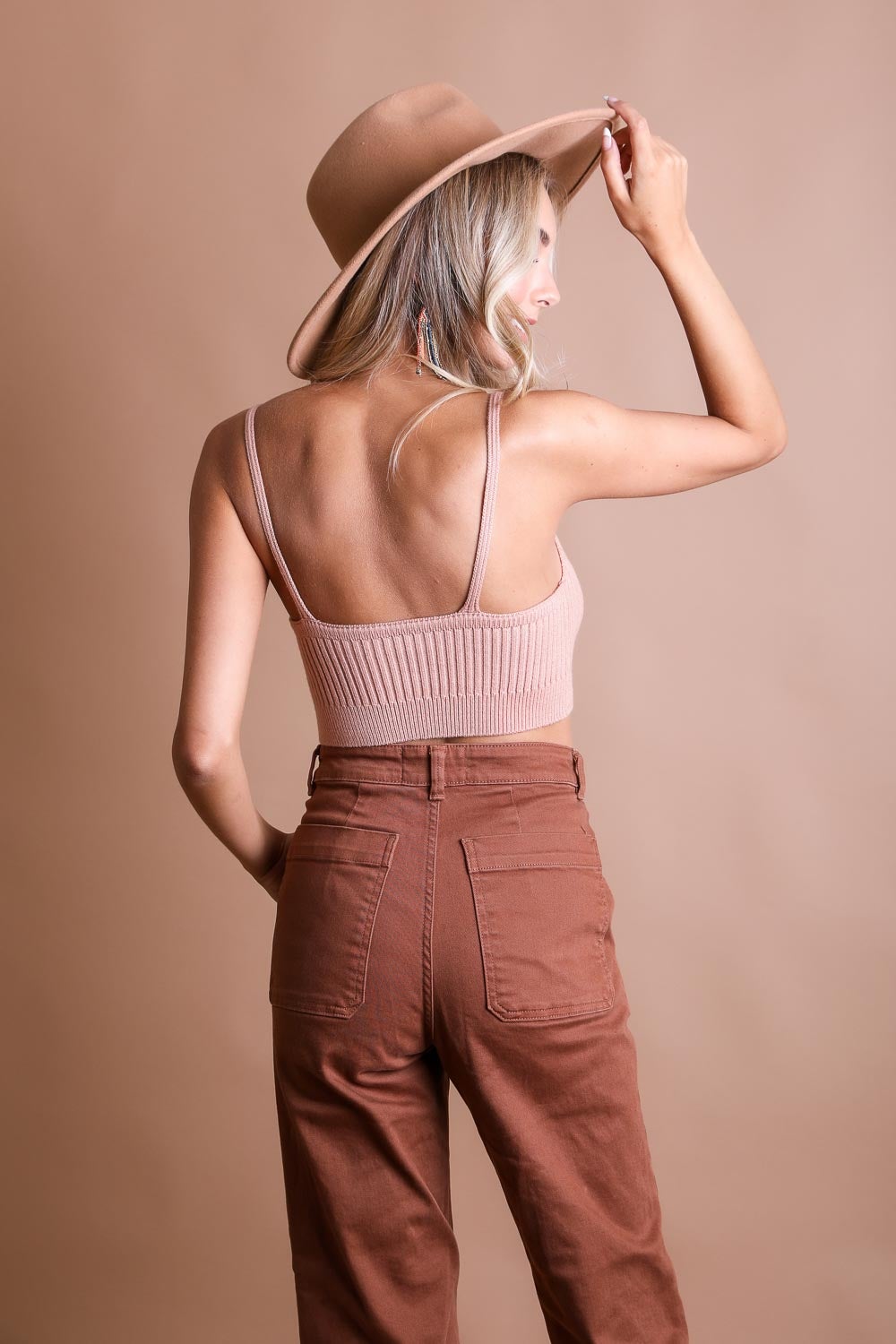 Periwinkle Aether rib-knit lounge brami, a cozy and stylish sleeveless top with a fitted ribbed texture, perfect for casual wear.