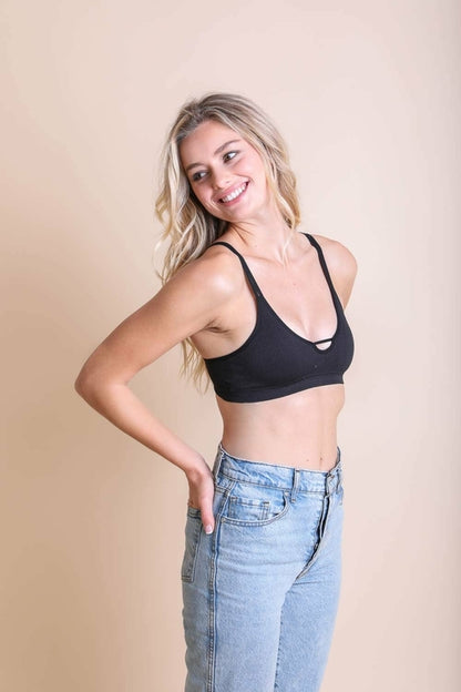 Black ribbed keyhole bralette from Periwinkle Aether&