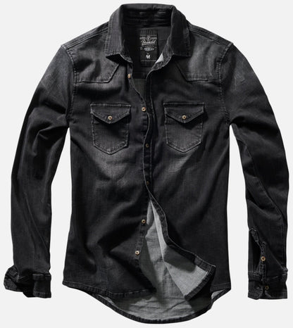 Callisto Riley denim shirt for men, featuring classic blue denim fabric, button-up front, and casual fit.