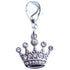 Salmon Oscar silver crystal crown charm for dogs and cats, featuring a sparkling crystal crown design, perfect for pet accessories.