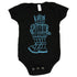 Vintage robot-themed baby onesie by Indigo Tiger, featuring a cute robot print on soft baby clothing.