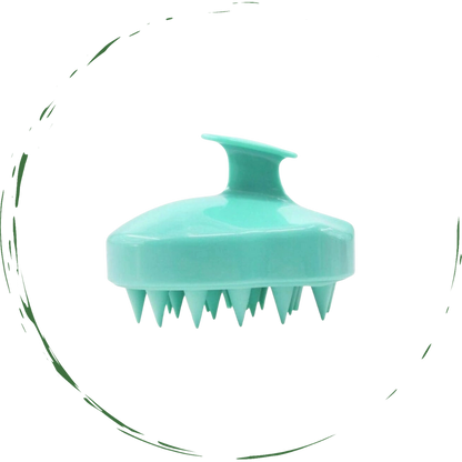 Violet Atlas hair scalp massager for bath and beauty, with flexible bristles and ergonomic handle for soothing scalp relaxation.