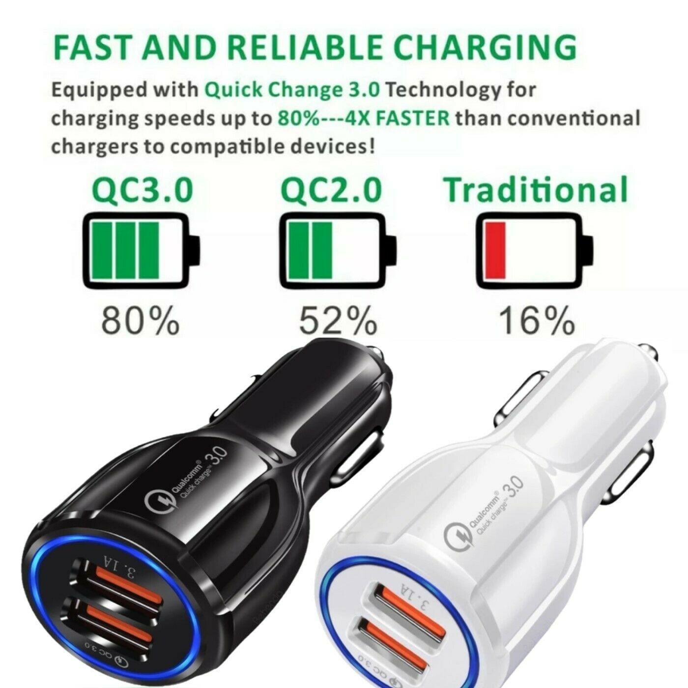 Fuchsia Electra 2-pack USB car charger adapters with two ports for fast charging mobile and laptop devices in a vehicle.