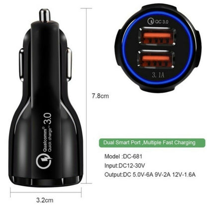 Fuchsia Electra 2-pack USB car charger adapters with 2 ports for fast charging mobile and laptop devices.