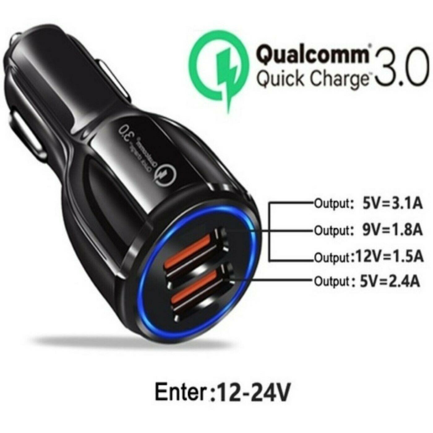 Fuchsia Electra 2-pack USB fast car charger adapters with 2 ports for mobile and laptop devices, compact and portable.