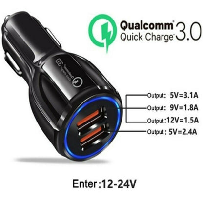 Fuchsia Electra 2-pack USB fast car charger adapters with 2 ports for mobile and laptop devices, compact and portable.