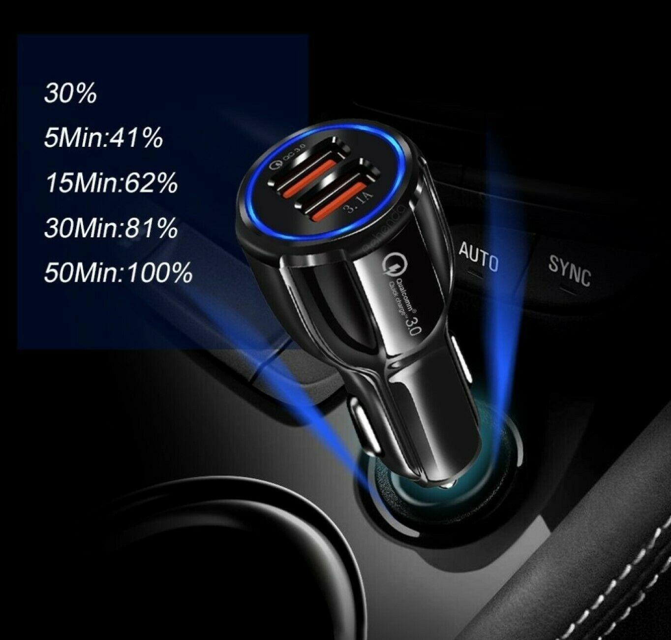 Fuchsia Electra 2-pack USB car charger adapters with two ports, compact design, and compatible with mobile and laptop devices.
