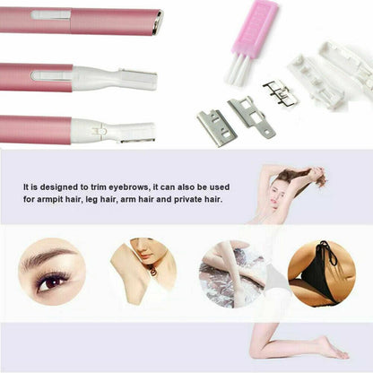 Fuchsia Electra portable electric eyebrow remover and facial hair trimmer, compact device for painless hair removal.