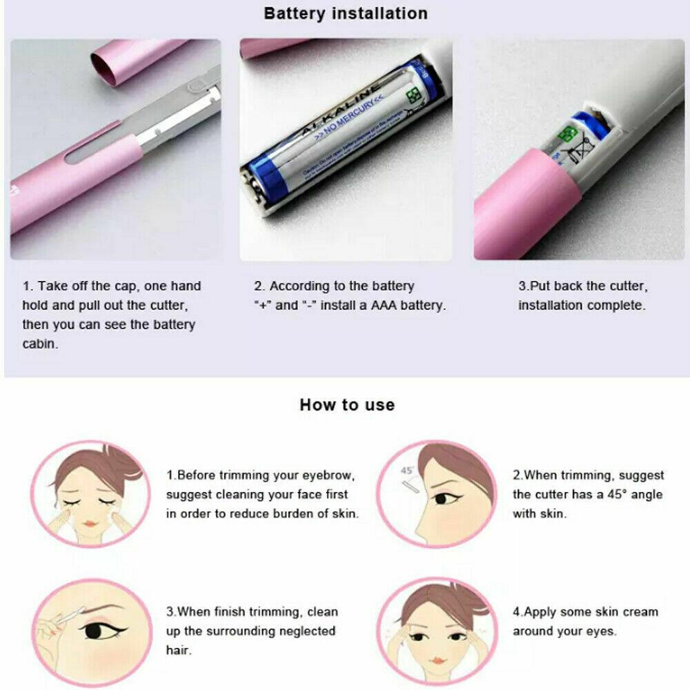 Fuchsia Electra portable electric eyebrow remover and facial hair trimmer with a compact design for home grooming.