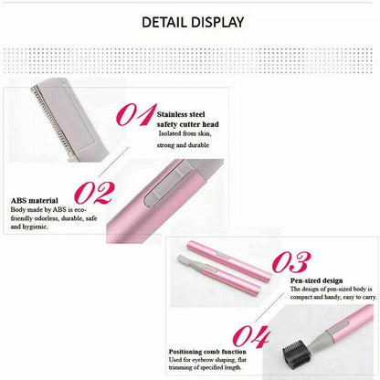 Fuchsia Electra portable electric eyebrow remover and facial hair trimmer with compact design for easy home grooming.