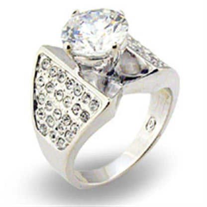 Rhodium 925 sterling silver ring with AAA grade clear cubic zirconia, elegant jewelry from Turquoise Tiger.