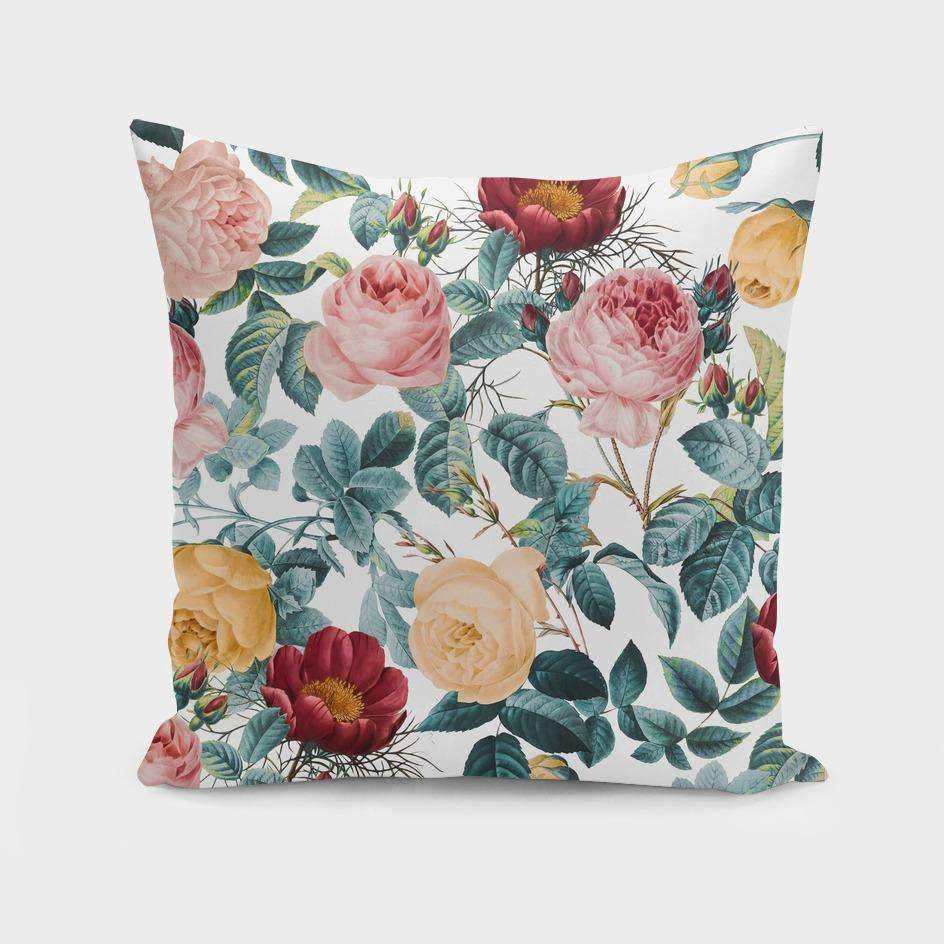 Vintage Garden VI 1 cushion by Scorpius featuring floral fabric and decorative embroidery, perfect for cozy living spaces.