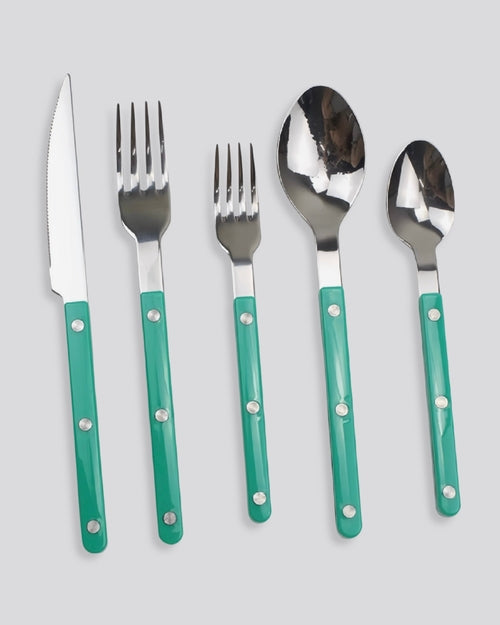 10-piece modern French rivet cutlery set by Inspecial Home, includes elegant silverware with bistrot style flatware design.
