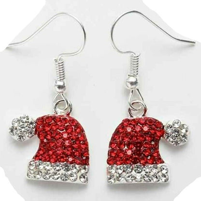 Peridot Christmas Santa hat earrings featuring festive red and white hat design, perfect for holiday jewelry accessories.