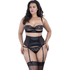 Lime Lucy Oh La La Cheri satin and sheer lace garter belt in black, featuring delicate lace details and adjustable straps.