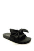 Black satin pool slippers by Azure Ophion, stylish footwear with a smooth satin finish for elegant comfort.