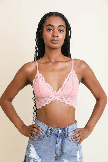 Blush scallop lace bralette from Periwinkle Aether&