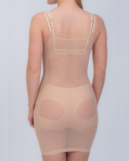Beige Rosme seamless open-bust shaping slip by Lime Lucy, designed for smooth control and comfortable lingerie wear.