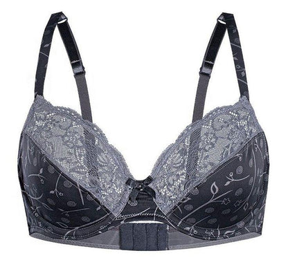 Lime Lucy Sassa Silver Blossom semi-sheer full-figure bra with delicate floral design, adjustable straps, and supportive underwire.